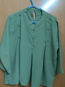 Green Button-Down Blouse