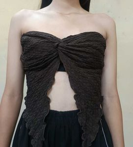 Chic Brown Textured Tube Top