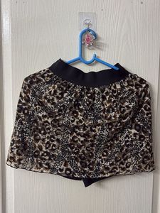 Leopard Print Mini Skirt with Attached Shorts