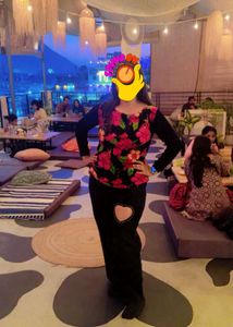 Floral Top & Black Pants Set