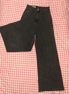 Wide Leg Black Denim Jeans