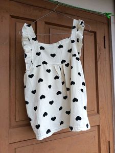 Cream Heart Print Top