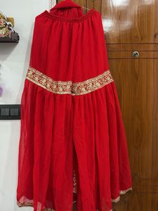 designer Red Kurta Set with Sharara