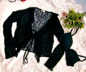 Crochet Ruffle Tie-Front stylish top