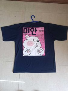 Navy Blue T-Shirt with Korean Text