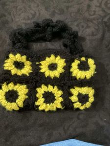 Handmade Crochet Sunflower Clutch