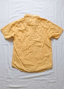 Men's Yellow Short Sleeve Button-Up Shirt