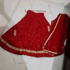 Red Lehenga with Golden Border