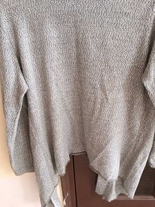 Women's Grey Textured Open Front Shrug
