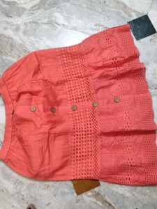 Orange Button-Up middi Skirt