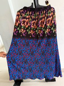 Boho Floral Pleated Maxi Skirt