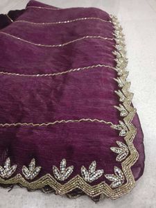 Elegant Purple Saree with Golden Border