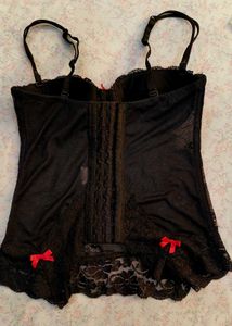 Black Lace Babydoll with Red Bows