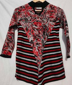 Stylish Red &amp; Black Striped Knit Top