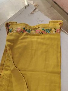 Embroidered Yellow Kurti