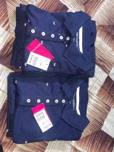 Navy Blue Printed Polo Shirts