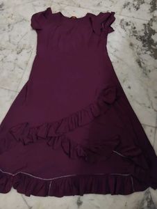 Chic Purple Ruffle Hem Midi Dress