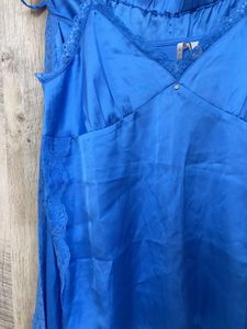 Blue Satin Lace Pajama Set