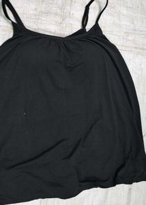 Classic Black Spaghetti Top with Built-in Bra |