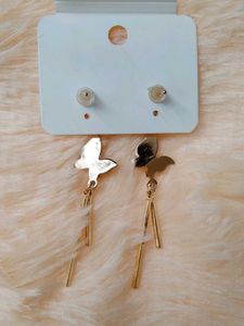Elegant Butterfly Drop Earrings and rose gold earr