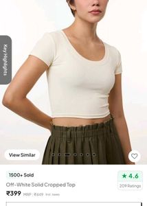 Cream Ribbed Cropped Tee