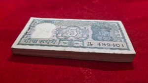 full pkt 4 dear Rare 5 Rupees Indian Banknote
