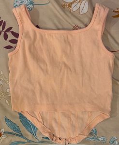 Peach Corset Style Crop Top