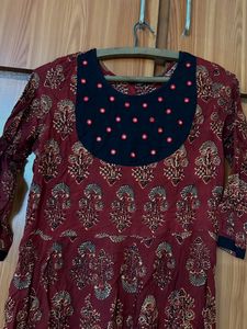 Maroon Ethnic Kurta with Mirror Work