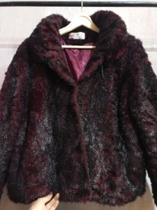 Burgundy Faux Fur Coat