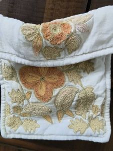 Embroidered Clutch Bag with Pearl Strap