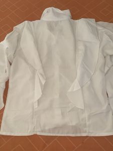White Ruffle Button-Down Shirt