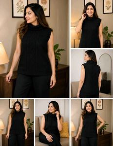 Sleeveless Turtleneck Knit Vest