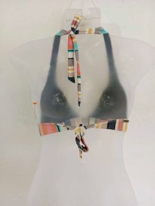 Striped Halter Bikini Top