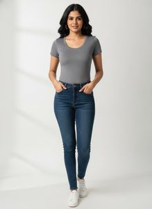 🇰🇷 Body fitted Solid Grey Basic T-Shirt