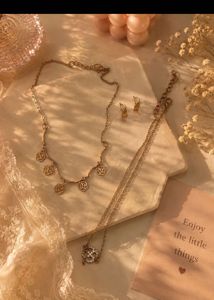 Elegant Rose Necklace & Earrings Set