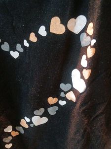 Cute Black T-Shirt with Heart Print