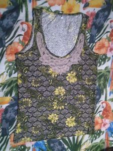 Floral Print Lace Trim Tank Top