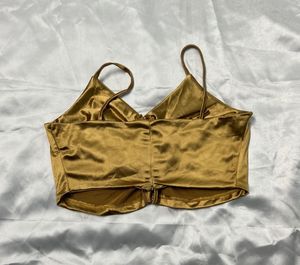 IMPORTED Golden Ruched Camisole Top