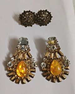 Sparkling Gemstone Dangle Earrings Set