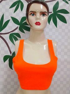 (927)Neon Orange Cropped Tank