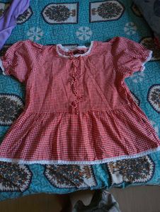 Red Gingham Peplum Kurta