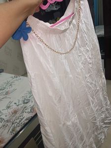 Flared white long skirt