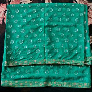 Emerald Green Saree with Circle Motifs