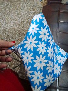 Cute Blue Floral Pouch with Ring