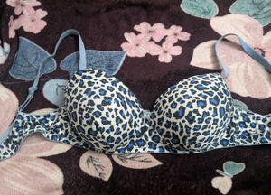 Blue leopard printed bra