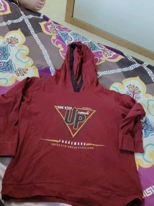 Maroon Graphic Print Hoodie