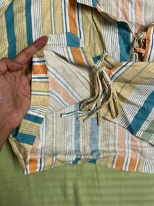 Striped Tie-Up Kurta Top