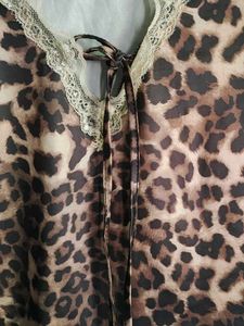 Leopard Print Lace-Up Long Sleeve Top