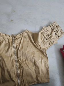 Golden Blouse with Ruffle Sleeves