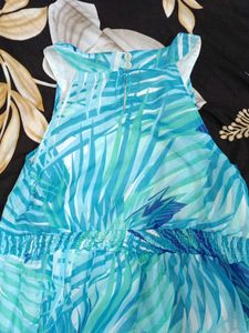 Stunning Blue Tropical Print Dress